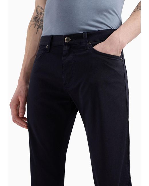 Emporio Armani Blue J45 Regular-fit Stretch-gabardine Jeans for men