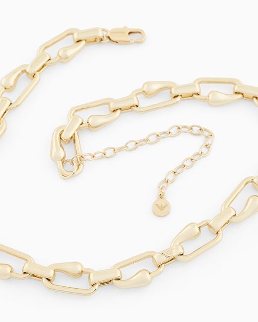 Emporio Armani White Tone Brass Chain Necklace