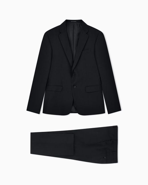 Emporio Armani Black Single-Breasted, Regular-Fit Suit for men
