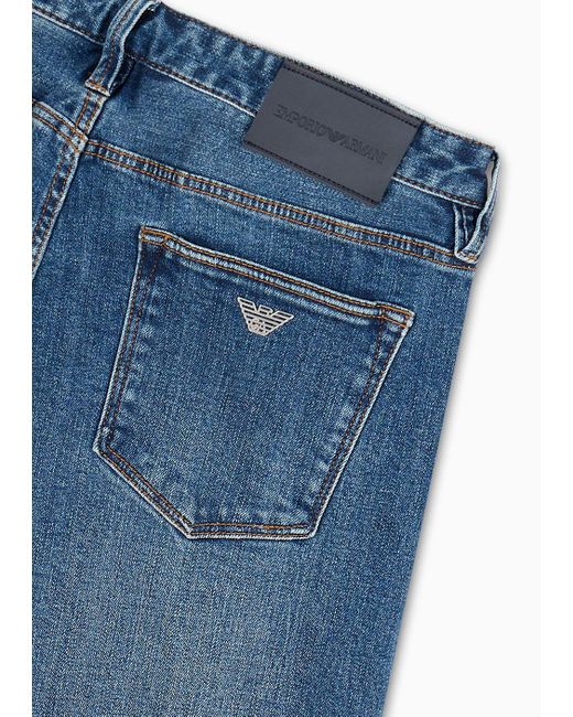 Emporio Armani Blue J75 Slim-fit, Washed Stretch-denim Jeans for men
