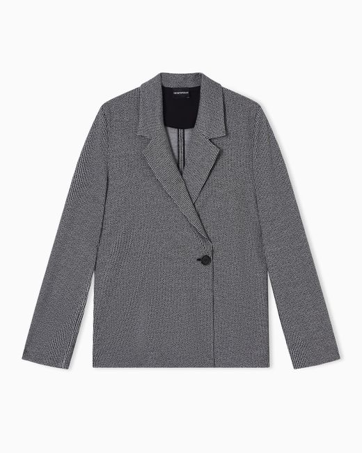 Emporio Armani Gray Micro Houndstooth Jacquard Jersey Jacket