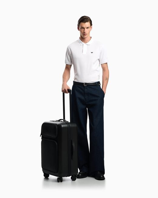 Maleta Mediana De Abs Con Detalle De Piel Saffiano Regenerada Y Placa De Águila Asv Emporio Armani de hombre de color Blue