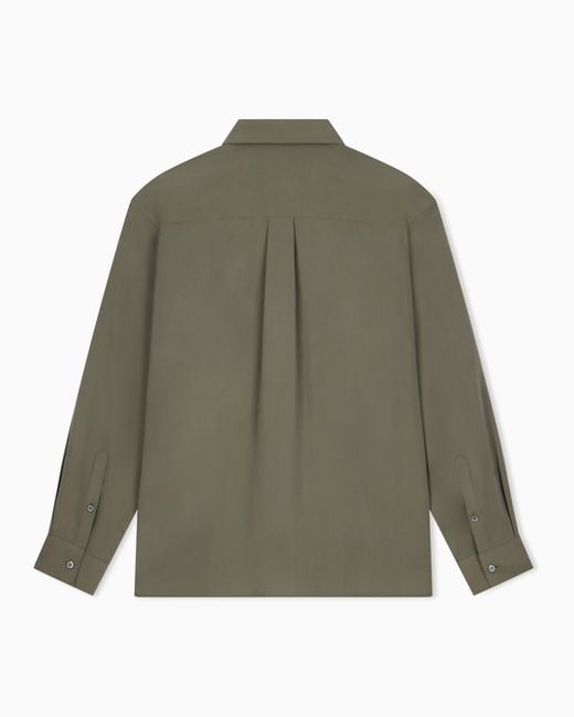 Emporio Armani Green Viscose Long-Sleeve Shirt With A Chest Pocket for men