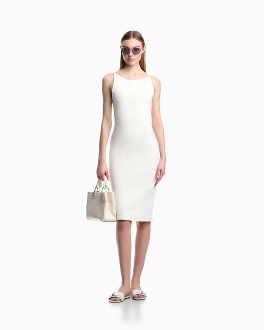 Emporio Armani White Ottoman Jersey Sheath Dress