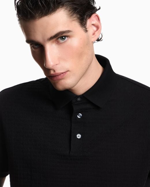 Emporio Armani Black Jersey Polo for men