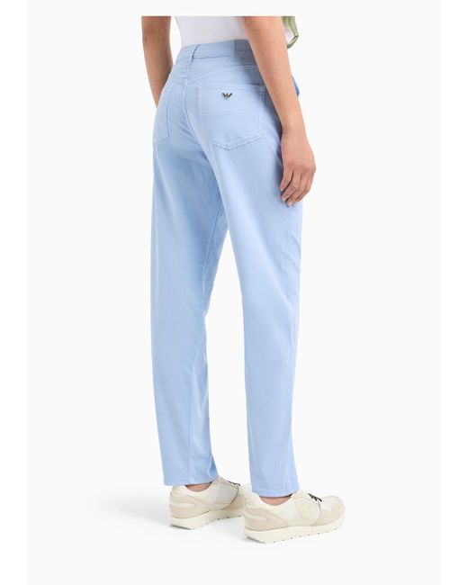 Emporio Armani Blue J5a Mid-rise, Relaxed-leg Trousers In A Garment-dyed Cotton Blend