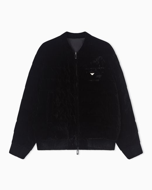 Emporio Armani Black Lunar New Year Reversible Velvet Down Jacket for men