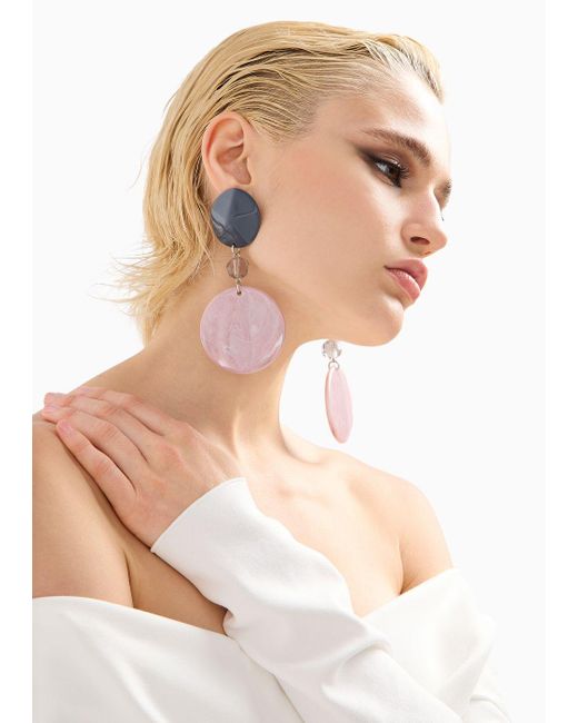 Emporio Armani Pink Round, Oversize Pendant Earrings