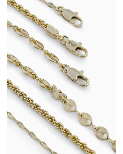 Emporio Armani White Gold-tone Brass Multi-strand Bracelet