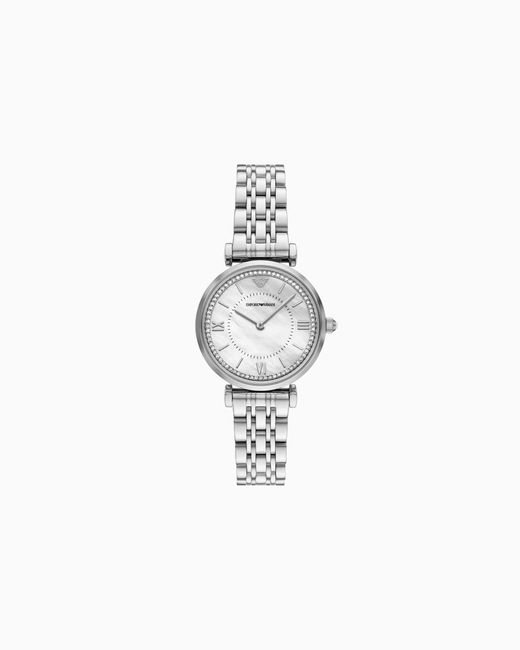 Emporio Armani White Two-Hand Stainless Steel Watch