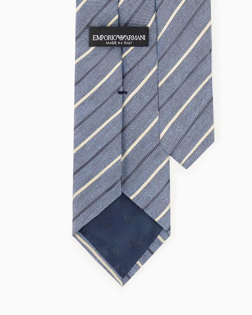 Emporio Armani White Tie With A Diagonal Stripe Pattern for men