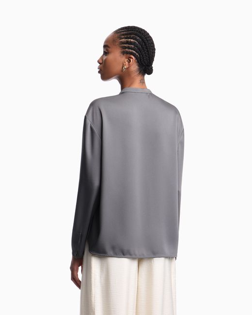 Emporio Armani Gray Shirt With Partial Buttoning