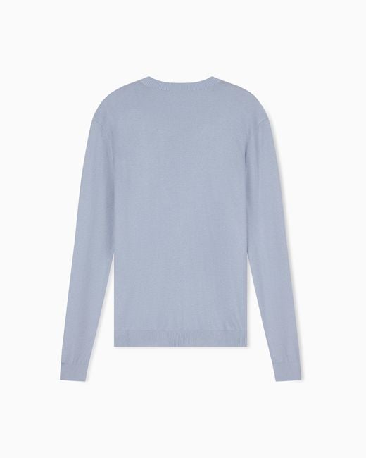 Emporio Armani Blue Silk And Cashmere Sweater for men