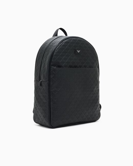 Emporio Armani Blue All-Over Embossed Backpack for men