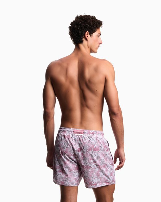 Emporio Armani Purple Sea Animals Print Swim Shorts for men