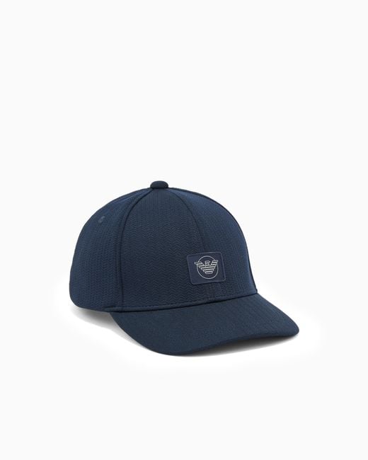 Emporio Armani Blue Satin Label Baseball Cap With Patch