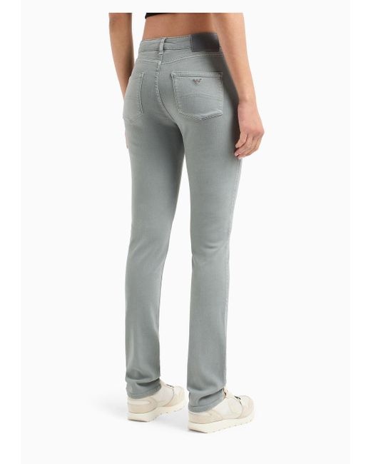 Emporio Armani Gray Jeans J18 Mit Hohem Bund Und Schmalem Bein, Aus Stückgefärbtem Stretchgewebe