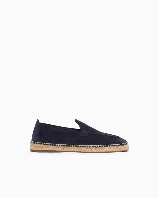 Emporio Armani Blue Velour Suede Espadrilles for men