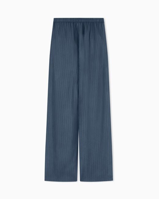 Emporio Armani Blue Pinstriped Flowing Fabric Trousers