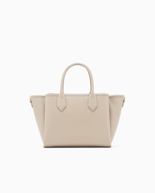 Emporio Armani White Medium Shopper Bag With Palmellato Finish