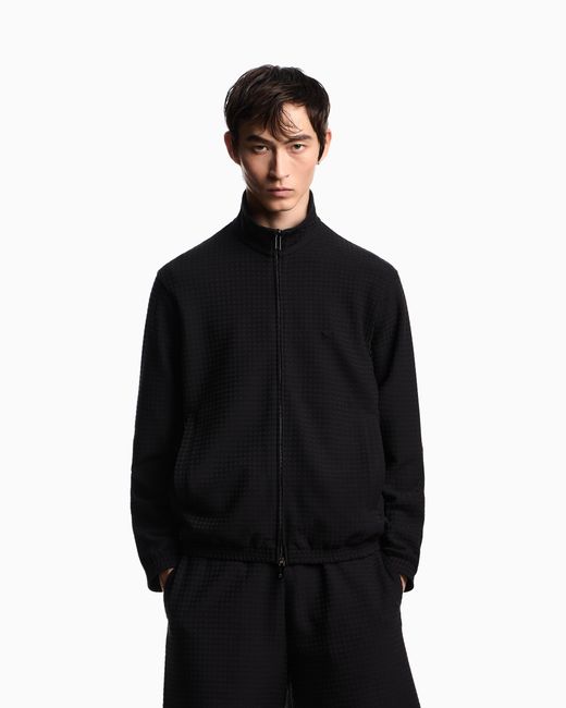Emporio Armani Asv Jersey-Sweatshirt Mit Durchgehendem Reißverschluss, Gefertigt Aus Einer Lyocell-Mischung in Black für Herren