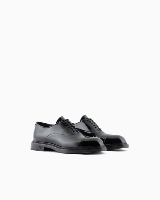 Emporio Armani White Patent Leather Lace-Ups for men