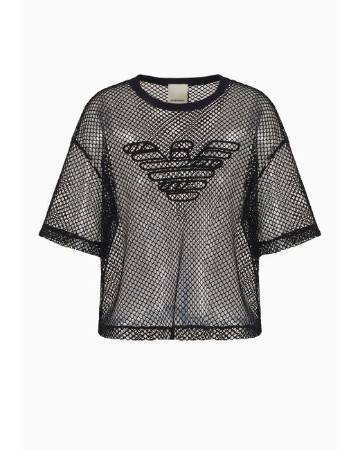 Emporio Armani Gray Sustainability Values Capsule Collection Recycled Fabric Mesh Jumper