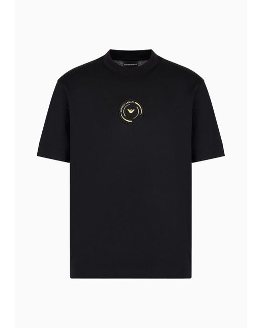 Emporio Armani Black Asv Lyocell-blend Jersey T-shirt With Ramadan Capsule Collection Patch for men