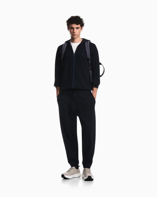 Emporio Armani Blue Virgin Wool Jogger Pants Travel Essential for men