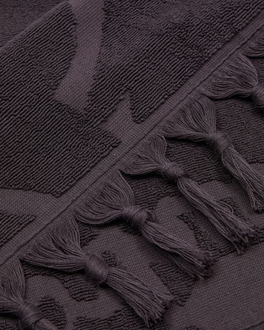 Emporio Armani Black Foliage-Print Jacquard Beach Towel