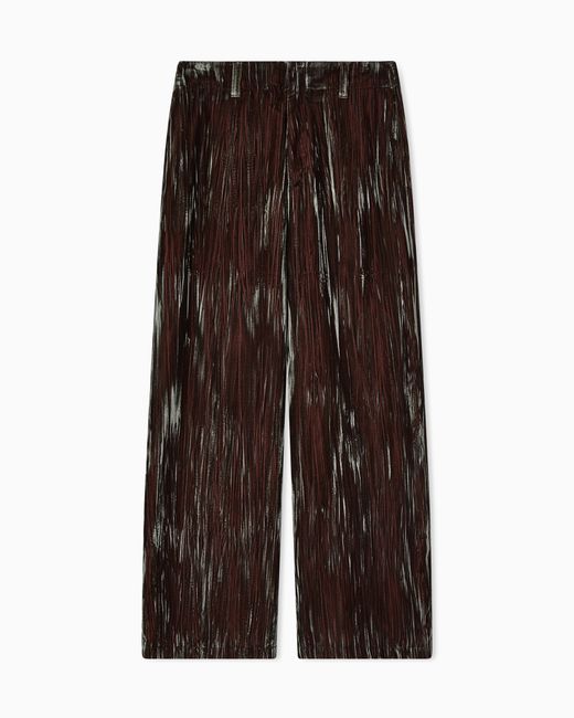 Emporio Armani Brown Iridescent Froissé Velvet Trousers for men