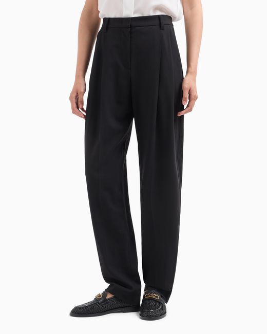 Emporio Armani Black Trousers With Pleats And A High Waist