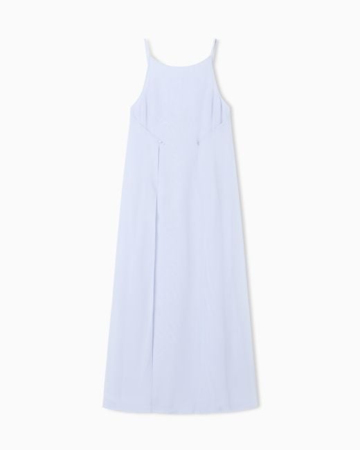 Emporio Armani White Long, Technical Georgette Dress