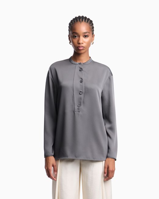 Emporio Armani Gray Shirt With Partial Buttoning