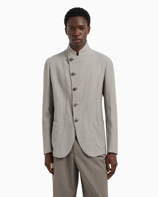 Giacca Collo Guru Con Allacciatura Decentrata di Emporio Armani in Gray da Uomo