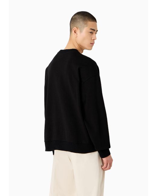 Emporio Armani Sweatshirt Aus Heavy Jersey Mit Aufgesticktem Noir-patch in Black für Herren