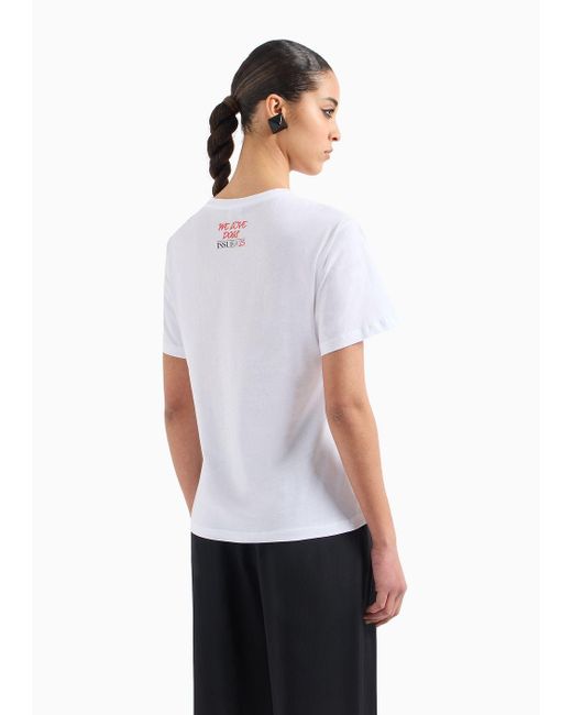Camiseta De Corte Ancho En Punto Orgánico Asv Emporio Armani de color White