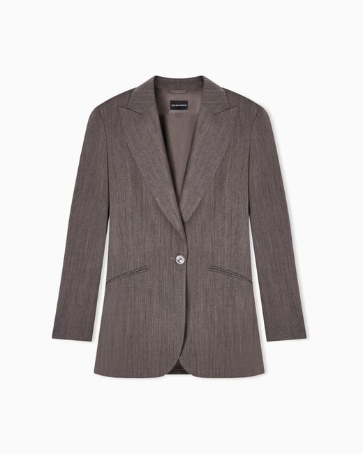 Emporio Armani Brown Light Wool Single-Breasted Jacket