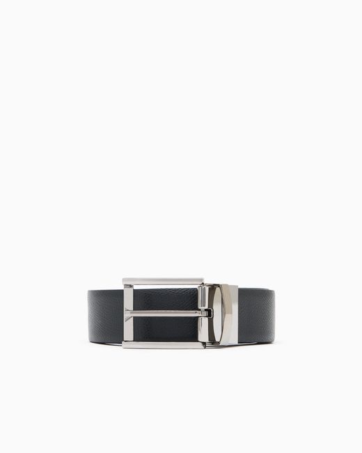 Emporio Armani White Reversible Leather Belt With One Side for men
