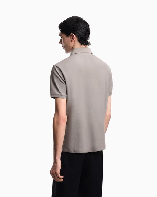 Emporio Armani Gray Regular Fit Piqué Polo Shirt for men