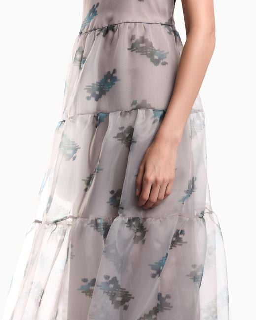 Emporio Armani White Long Flounced Dress