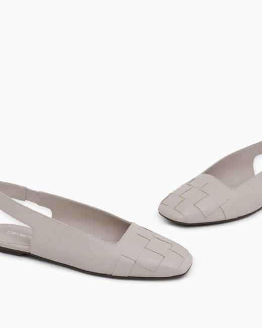 Emporio Armani White Slingback Ballet Flats