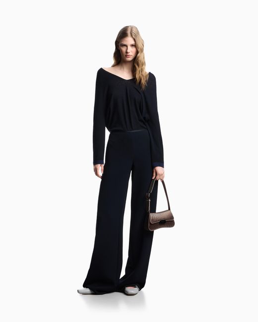 Pantalones Palazzo De Cady Efecto Crepé Emporio Armani de color Blue