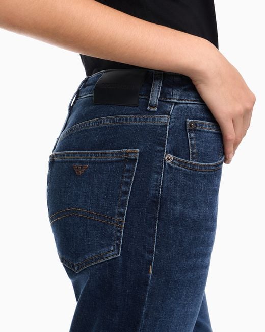 Emporio Armani Blue J36 Slim-Fit, Worn-Look, Stretch-Denim Jeans