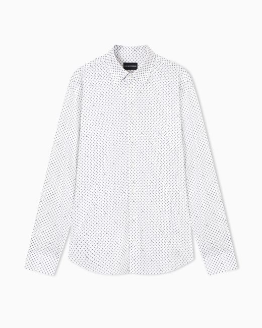 Emporio Armani White Shirt With All-Over Micro-Pattern Print for men