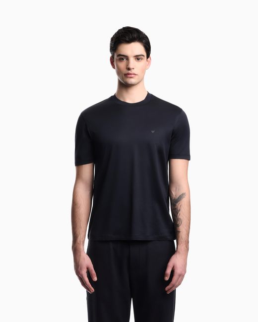 Emporio Armani Blue Travel Essential Lyocell-Blend Jersey T-Shirt for men