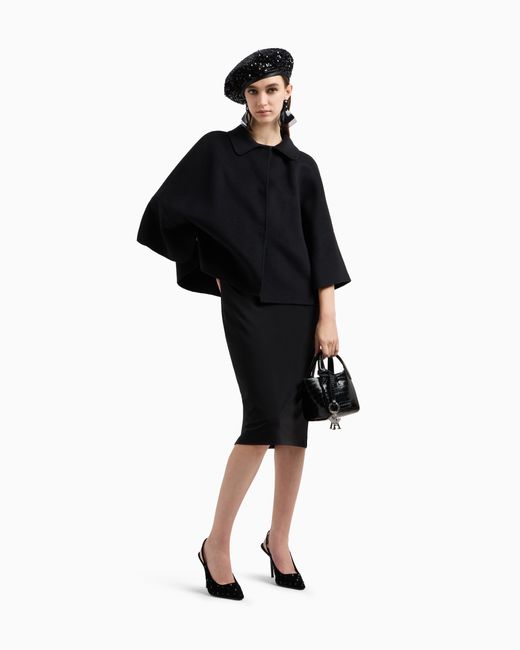 Emporio Armani Black Virgin Wool Cape