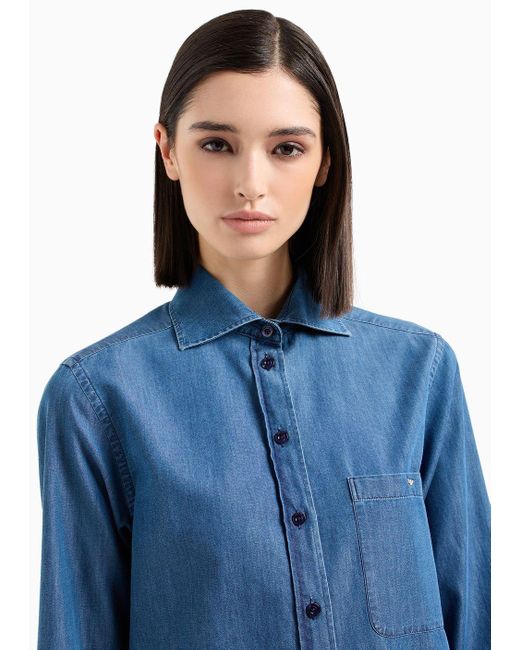 Emporio Armani Blue Stone-washed Denim Shirt