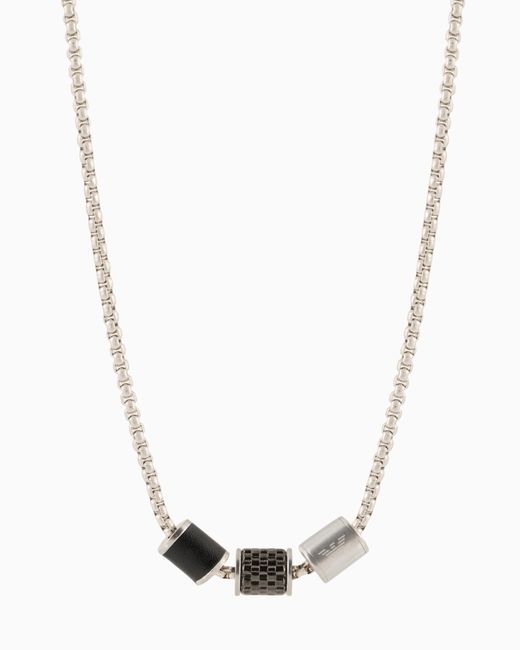 Emporio Armani White Stainless Steel Necklace for men