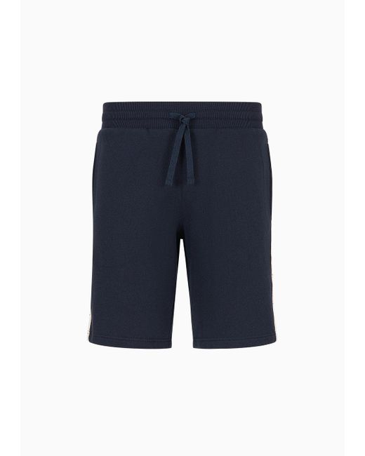 Emporio Armani Blue Loungewear Bermuda Shorts With Drawstring And Logo Tape for men